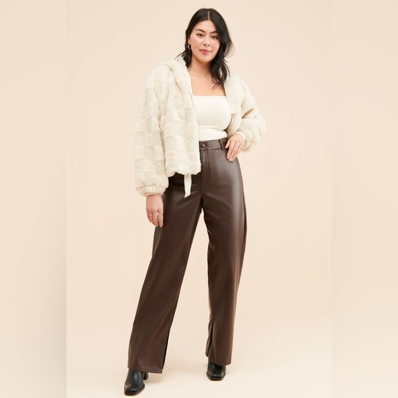 Anthropologie Jackets & Blazers - Anthropologie Cropped Faux Fur Hoodie Jacket
